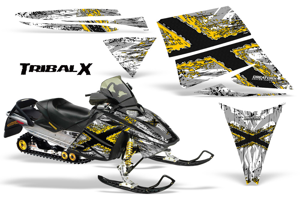 Ski-Doo Rev Graphics Kit TribalX Yellow White